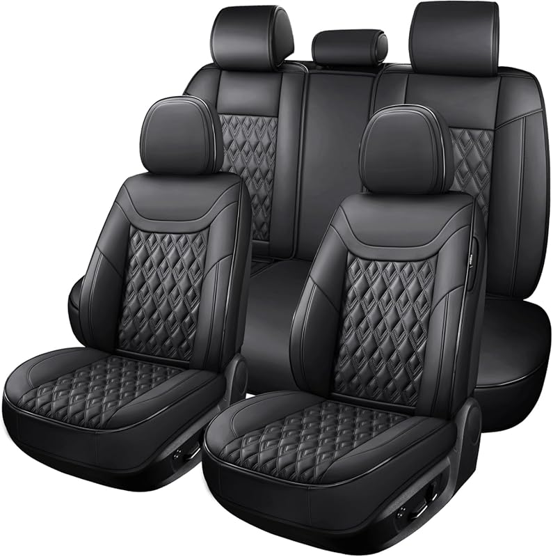 Faux Leather Full Set Car Seat Covers – Black, Waterproof & Non-Slip 5