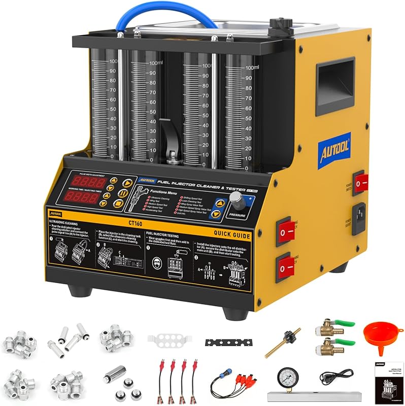 AUTOOL Ultrasonic Fuel Injector Cleaner Tester Machine: 4-Cylinder, GD