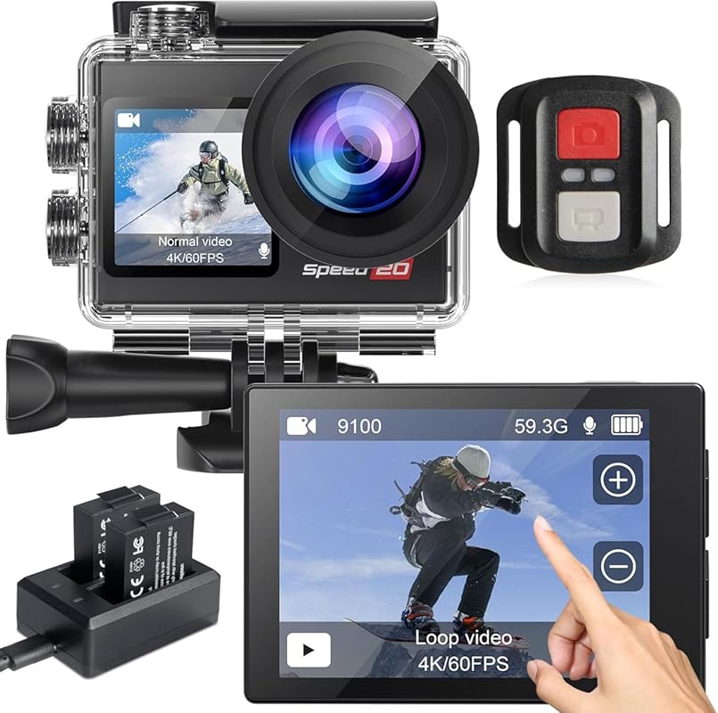 Generic 4K 60FPS Action Camera, 20MP, Touch Screen, 131FT Waterproof,