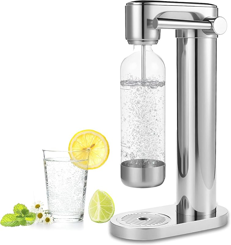Manual Stainless Steel Sparkling Water Maker for Home with BPA-Free PE