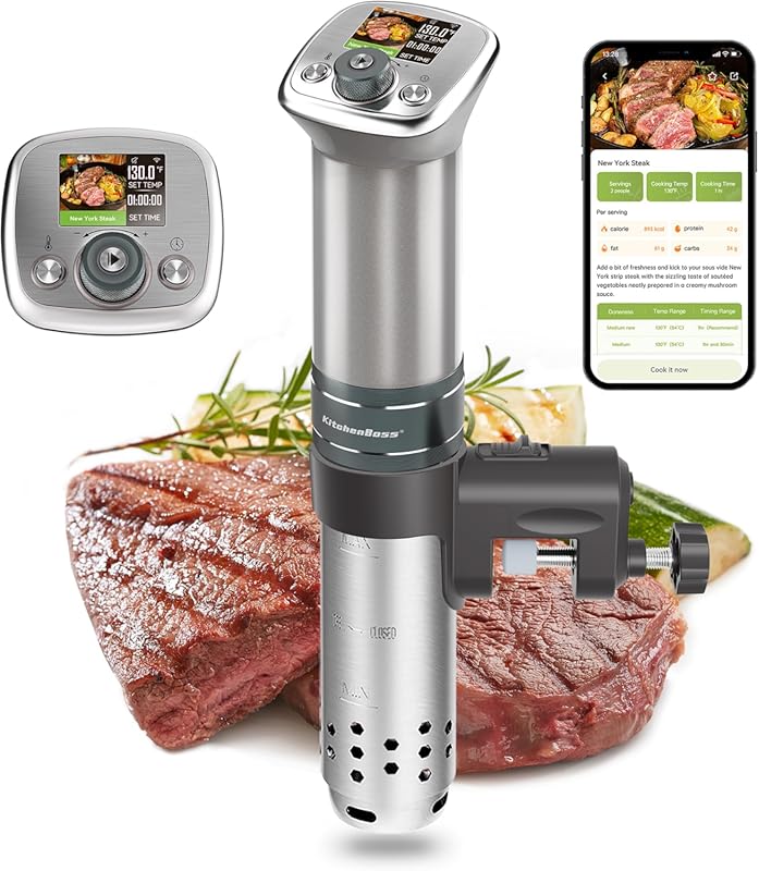 KitchenBoss WiFi Sous Vide Cooker: 1100W Ultra-Quiet Immersion Circula