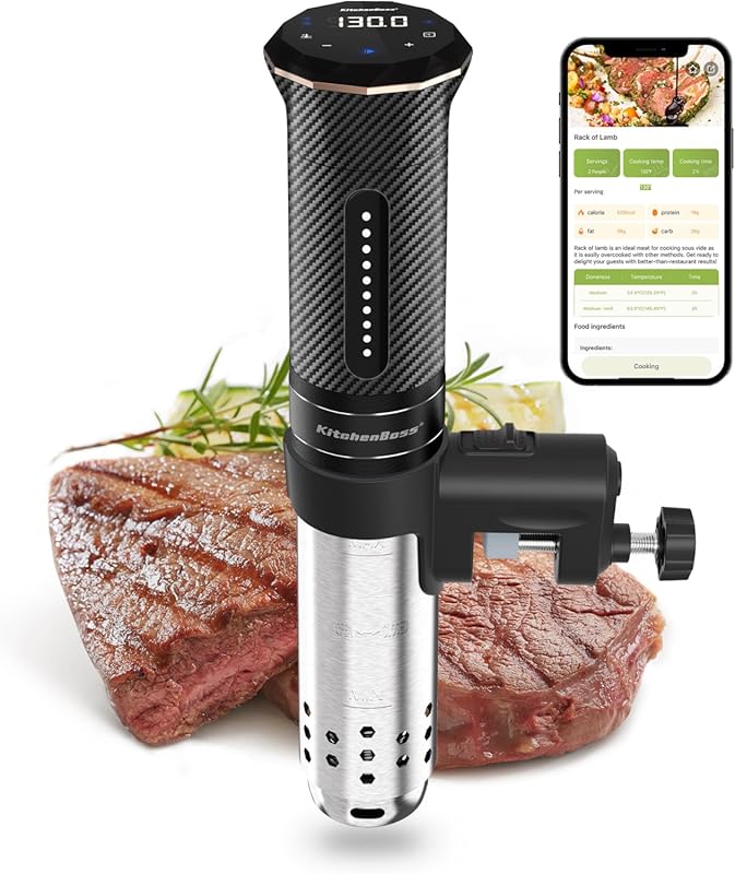 KitchenBoss Wifi Sous Vide Precision Cooker: 1100W Ultra-Quiet Stainle