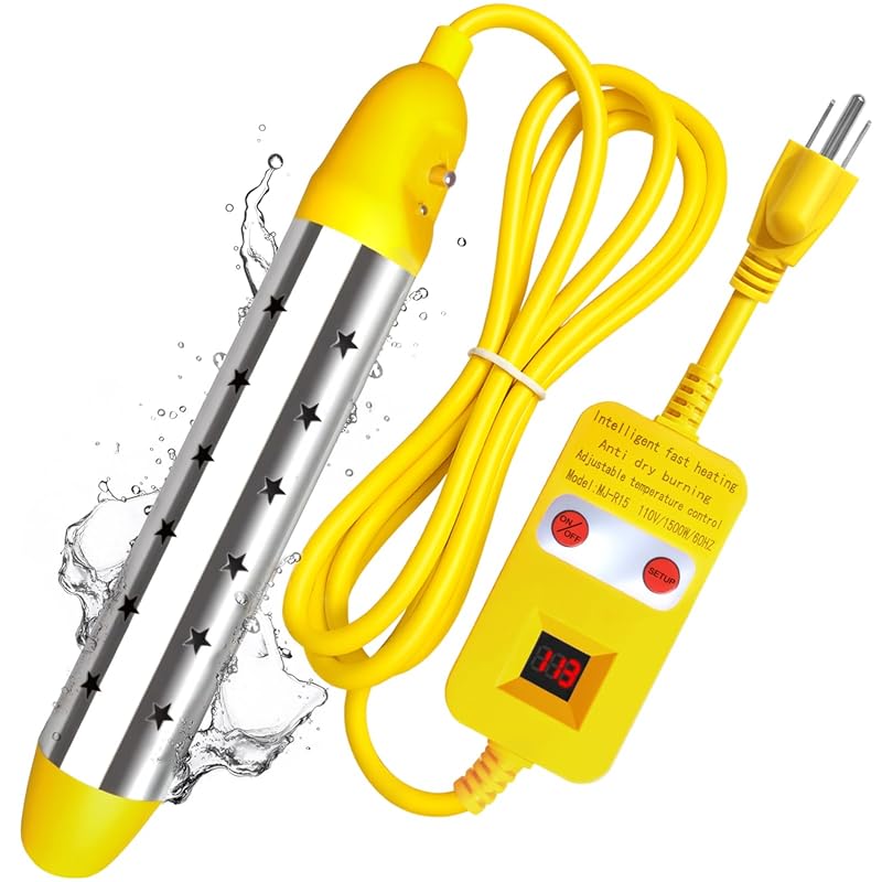 Portable Immersion Water Heater 1500W, Submersible with Thermostat, LE