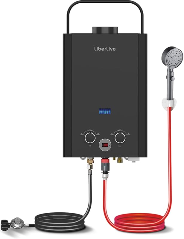 Portable Tankless Propane Water Heater 6L 1.58GPM, Gas Instant Hot wit