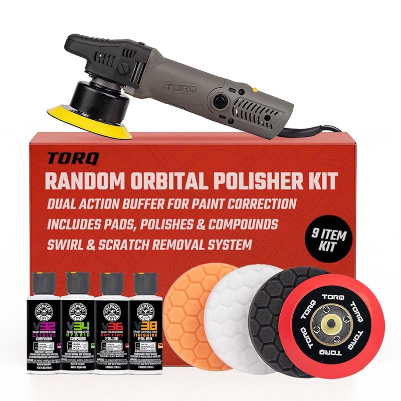 Chemical Guys TORQX Random Orbital Polisher Kit, 9-Piece, 700W, for Ca