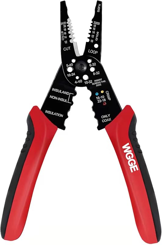 WGGE WG-015 Professional 8-inch Multi-Function Wire Stripper, Crimper,