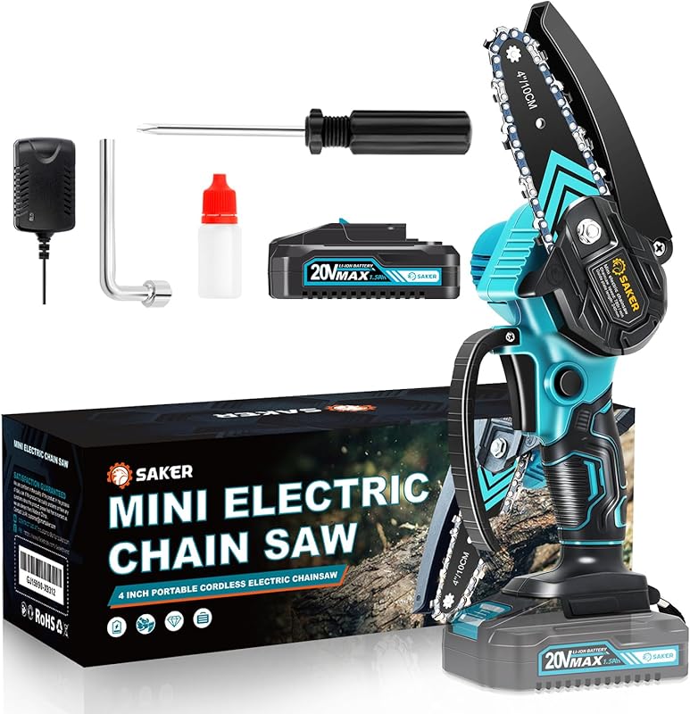 Saker Portable Cordless Electric Mini Chainsaw, Handheld Pruning Shear