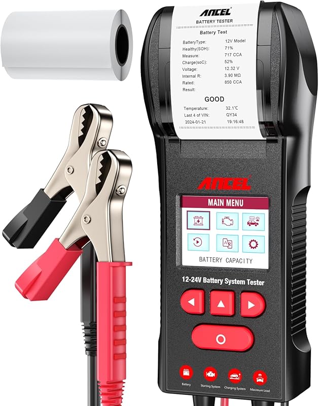 ANCEL BST600 Digital 12V/24V Car Battery Tester with Printer for Crank