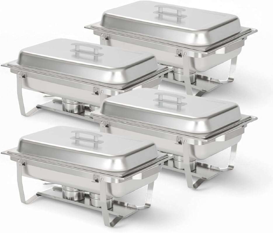 Alpha Living 4 Pack Stainless Steel Chafing Dish Buffet Set with Alpin
