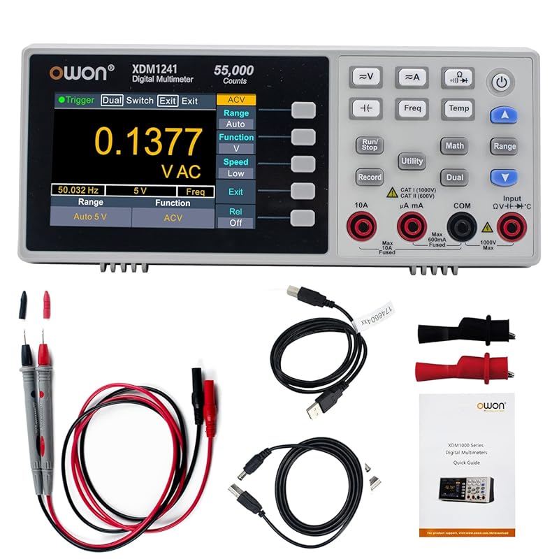 OWON XDM1241 Portable Digital Multimeter, 55000 Counts, True RMS, 3.5