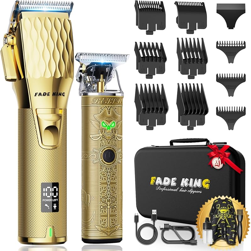 FADEKING Professional Cordless Hair Clippers & Beard Trimmer Set for M