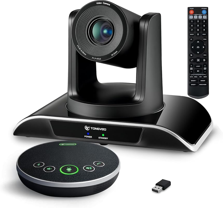 TONGVEO All-in-One AI Auto-Tracking PTZ Conference Camera with 3X Opti