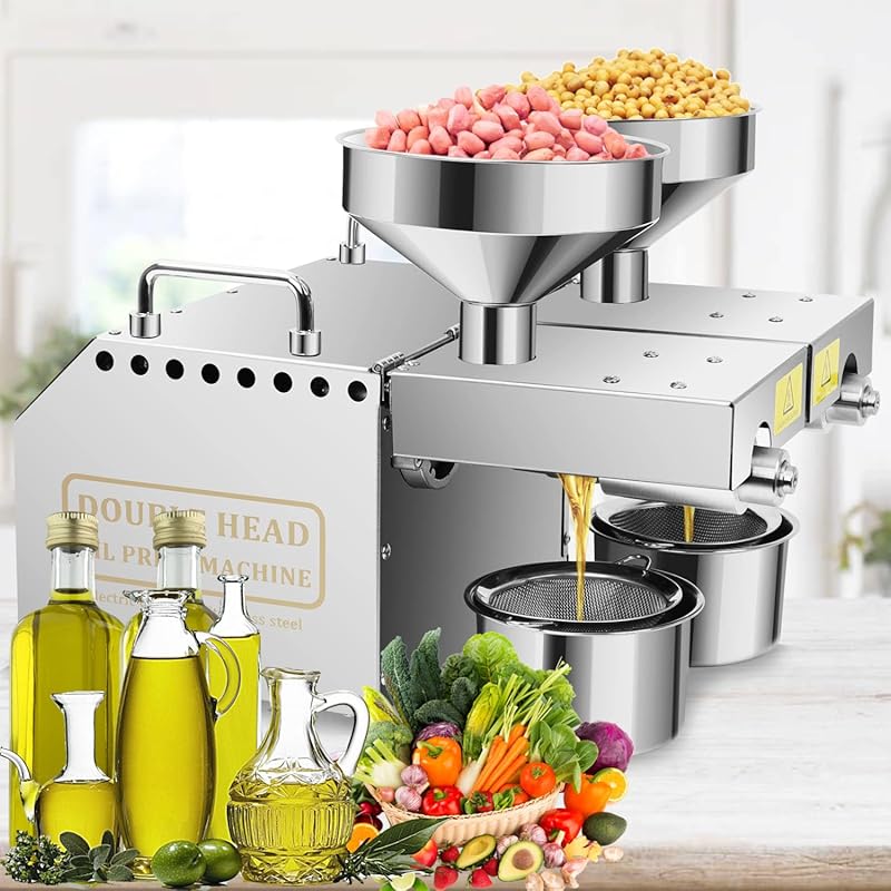 Automatic 1500W Commercial Oil Press Machine with Double Outlets, Stai