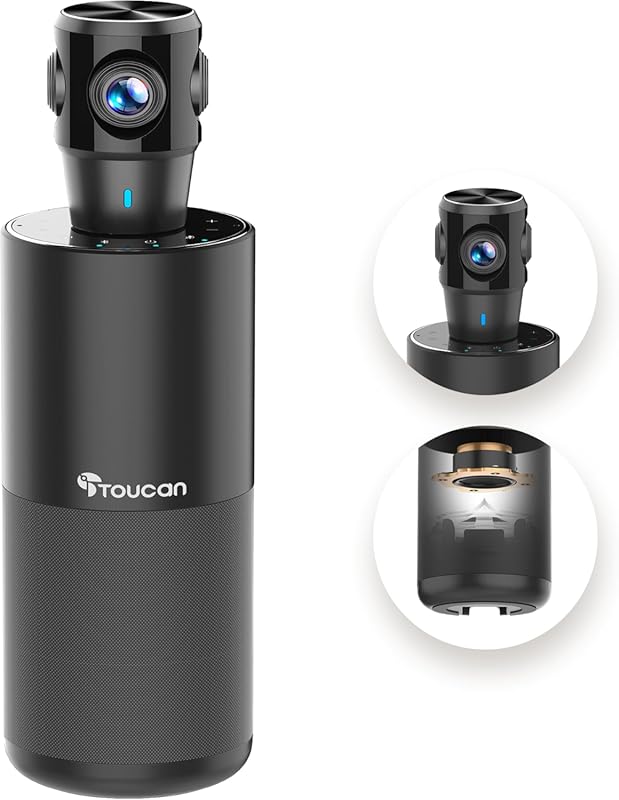 TOUCAN 360-Degree Video Conference Camera with 4 Noise Reduction Mics,
