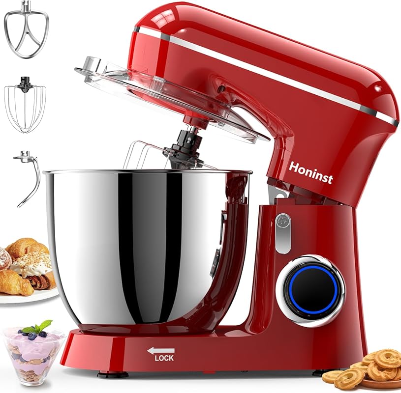 Red 6.5QT 10-Speed Tilt-Head Electric Stand Mixer with 3-in-1 Attachme