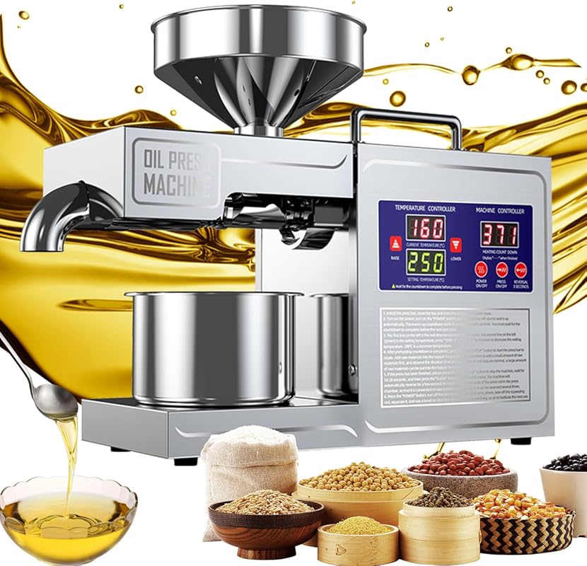 Automatic Electric Cold Press Oil Machine, 820W Stainless Steel Extrac