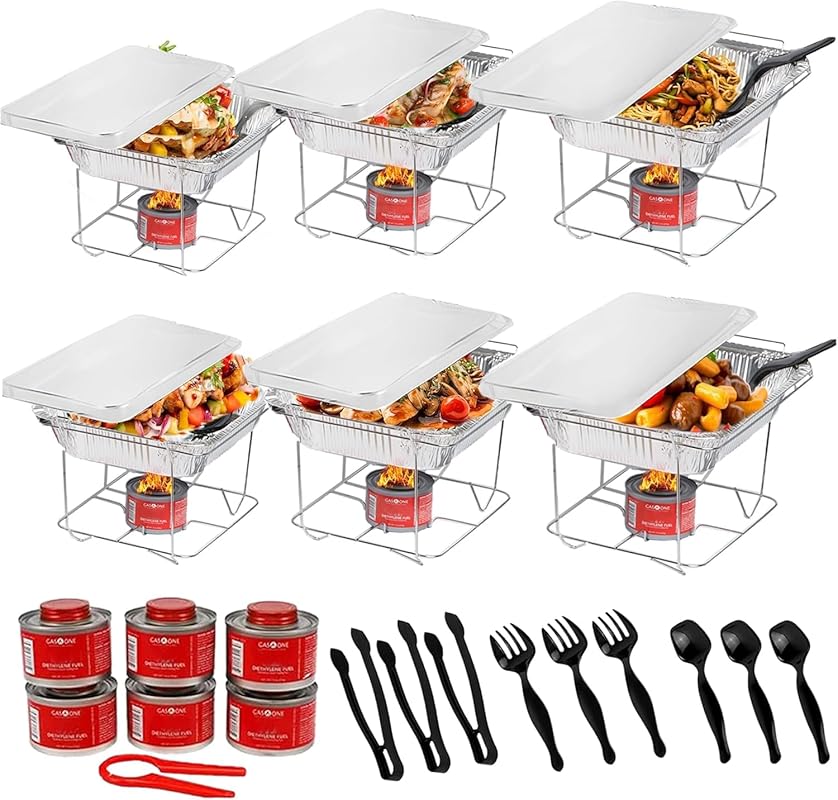 Alpha Living 6 Pack Disposable Chafing Dish Buffet Set with Half Size