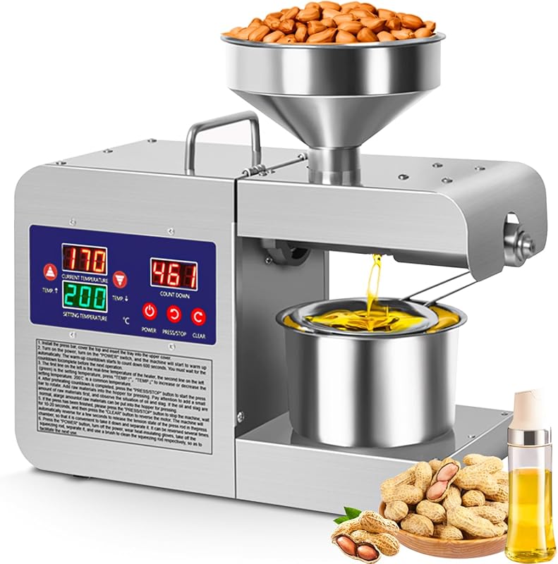 Automatic Electric Oil Press Machine (S), 820W Cold & Hot Press Extrac