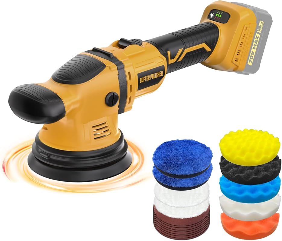 Cordless 6-Inch Orbital Car Polisher Kit for Dewalt 20V Battery (Tool