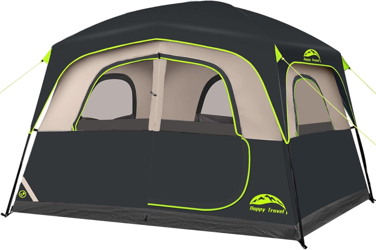 Happy Travel 6 Person Waterproof Cabin Camping Tent with Rainfly