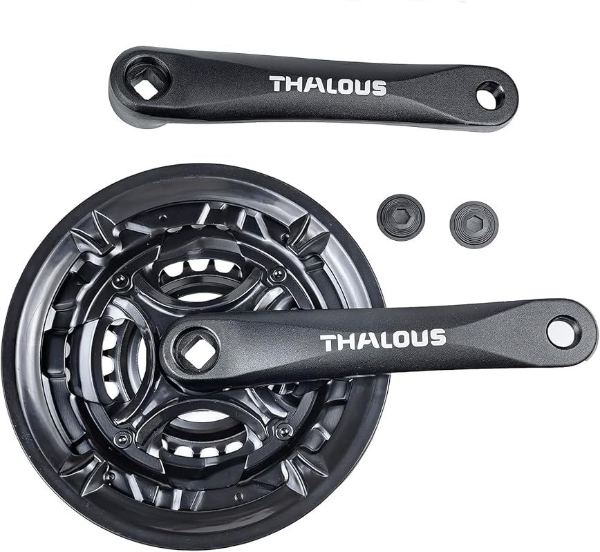THALOUS Bicycle Crankset 6/7/8 Speed 42/34/24T, 170mm Square Arm for M