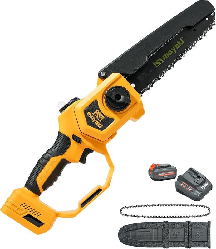 8-inch Cordless Electric Chainsaw, 900W Brushless Motor, Auto Oiler, D