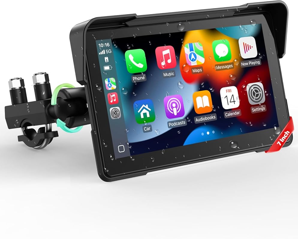 LAMTTO 7-Inch Wireless Motorcycle CarPlay & Android Auto GPS Navigatio