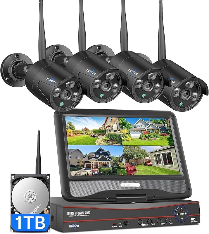 Hiseeu 16CH Wireless Pro Security Camera System, 10.1