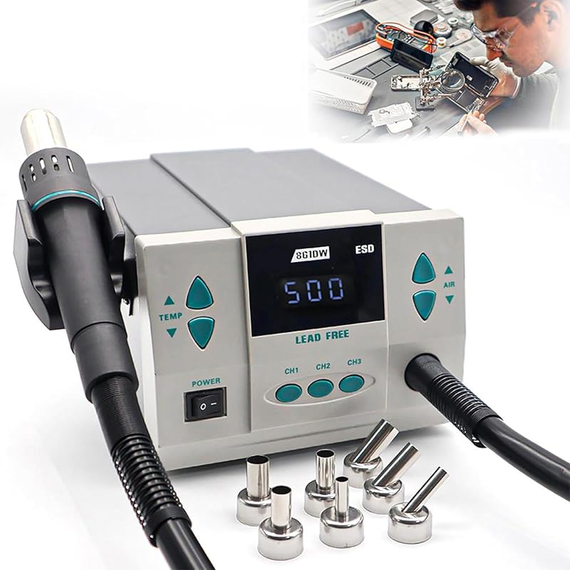 861DW Digital Hot Air Rework Station, 110V 1000W Auto Sleep Hot Air Gu