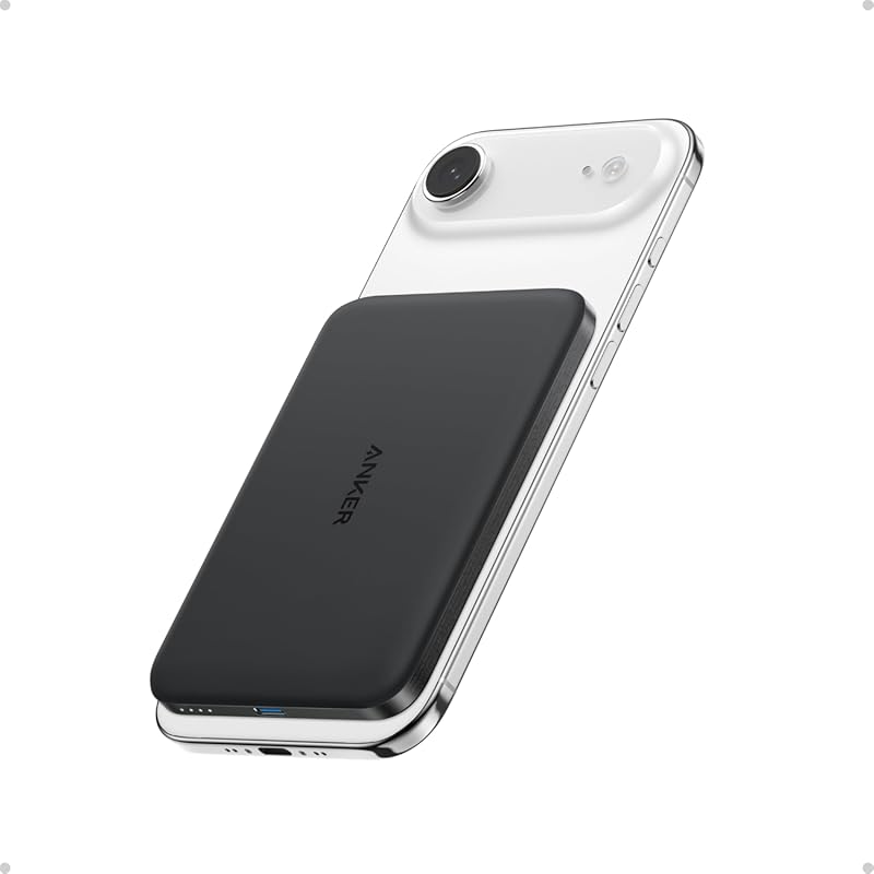 Anker Nano Ultra-Slim 5000mAh MagSafe Power Bank, Qi2 15W Magnetic Wir