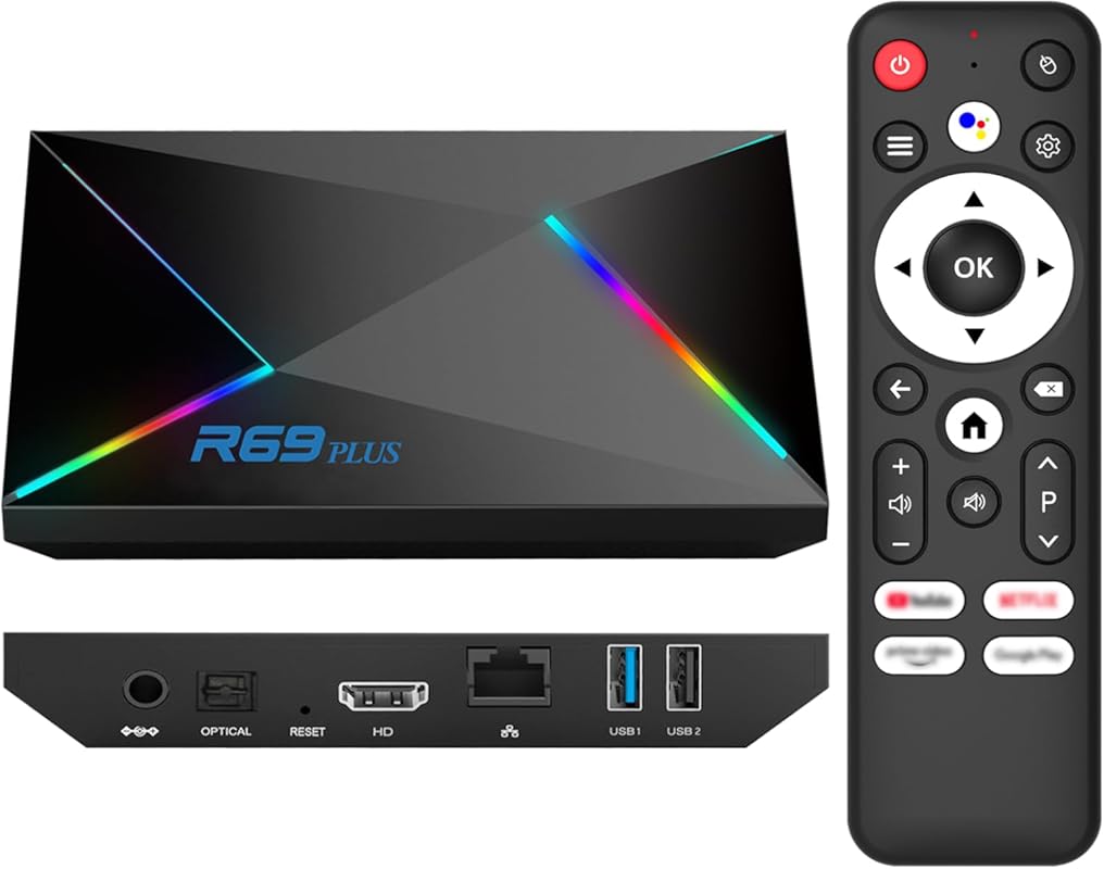 EASYTONE R69 Plus Android 14.0 4K 8K Smart TV Box, 4GB RAM, WiFi 6, Oc