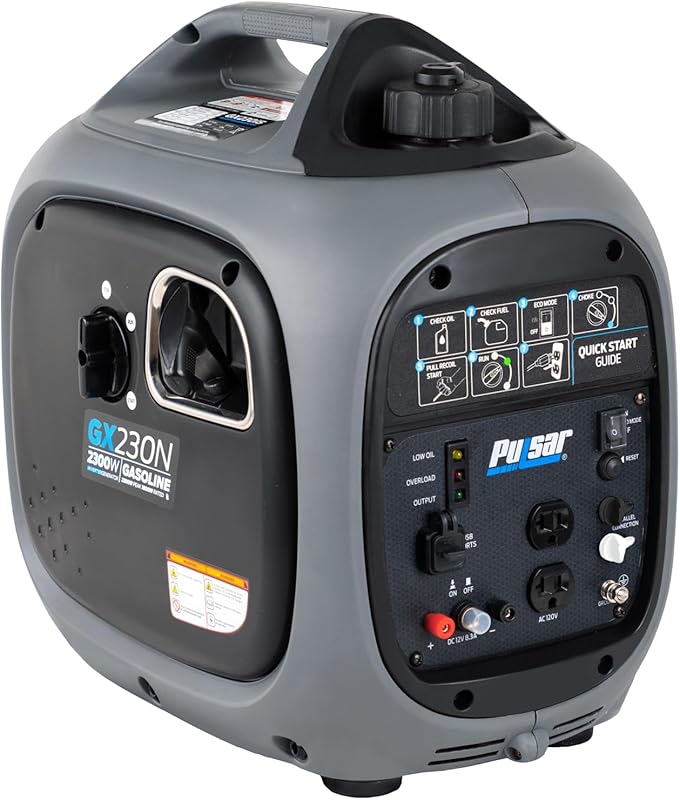 Pulsar GX230N 2300W Portable Gas Inverter Generator: Quiet, Parallel C