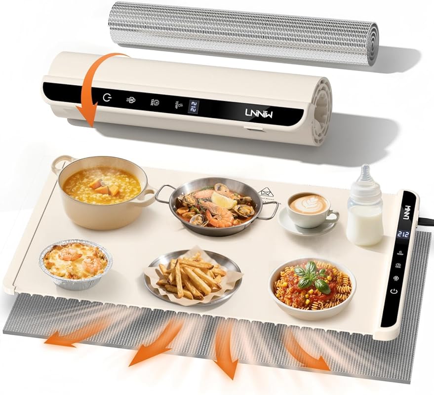 26x15 Inch Food Warming Mat with 6-Level Temp & 6-Hour Timer, Child Lo
