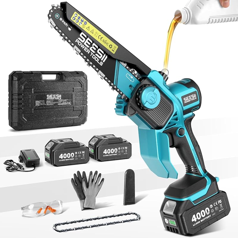 SEESII M8 Boost 8-Inch Cordless Mini Chainsaw, Upgraded Brushless Moto