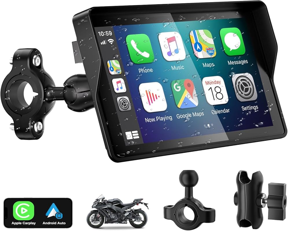 YZW 2026 5-Inch Wireless Motorcycle CarPlay & Android Auto GPS Navigat