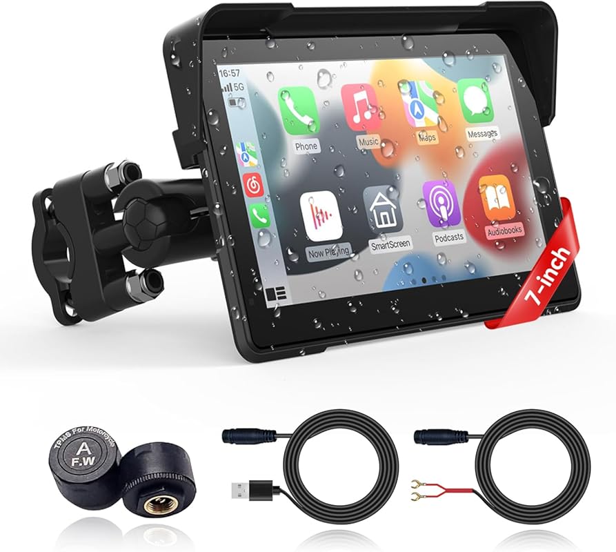 7-Inch Portable Wireless Motorcycle GPS Navigation: Apple CarPlay, And