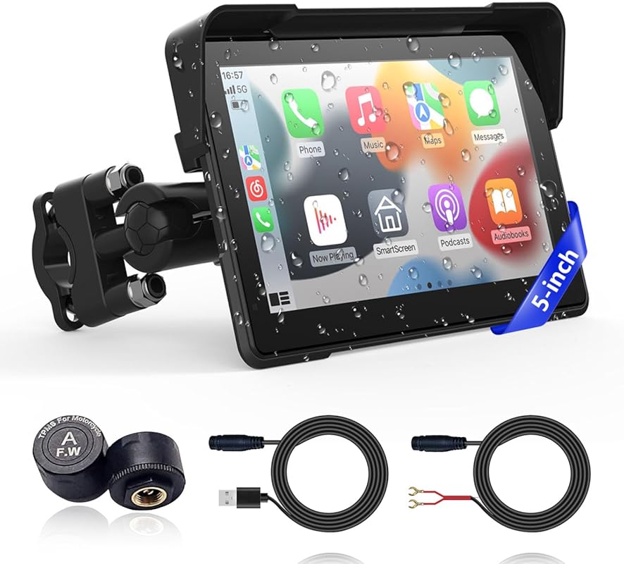 5-Inch Portable Wireless Motorcycle GPS Navigation Screen with Apple C