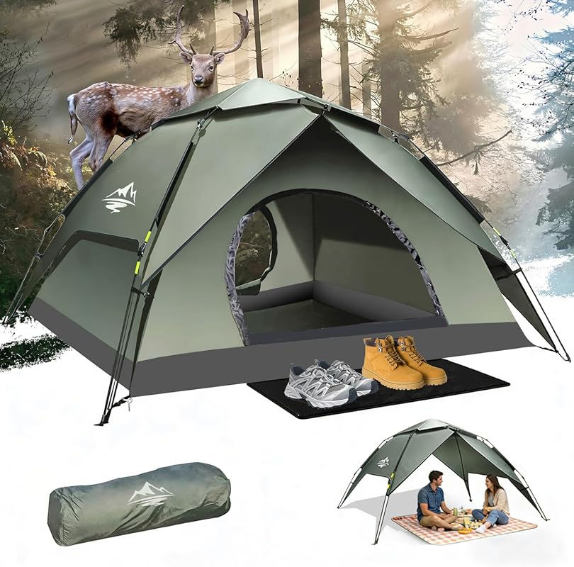 2-3 Person Instant Pop Up Camping Tent with Rainfly