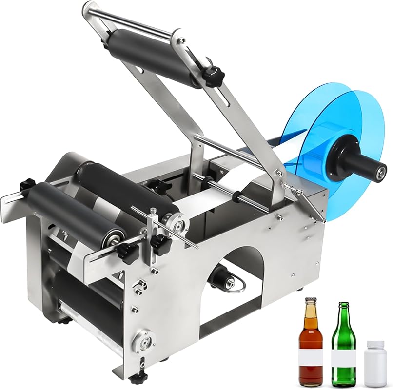 Semi-Automatic Round Bottle Labeling Machine for Cylindrical Bottles, 