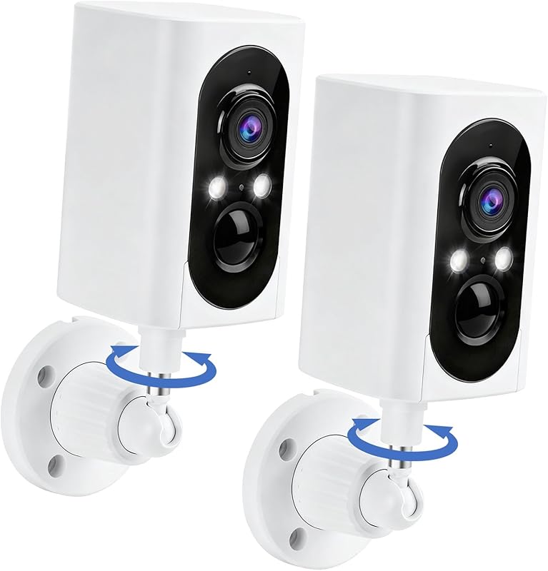 2K Wireless Outdoor Security Cameras, 355° Pan, Color Night Vision, Ba